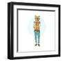 Nerdy Cat Hipster-Olga_Angelloz-Framed Art Print