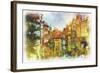 Nerudova Street In Old Prague Made In Artistic Watercolor Style-Timofeeva Maria-Framed Art Print