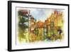 Nerudova Street In Old Prague Made In Artistic Watercolor Style-Timofeeva Maria-Framed Art Print