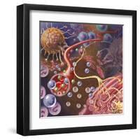 Nerve Ending, Seen in Lower Right, Sends Pain Message from Injured Muscle-null-Framed Art Print