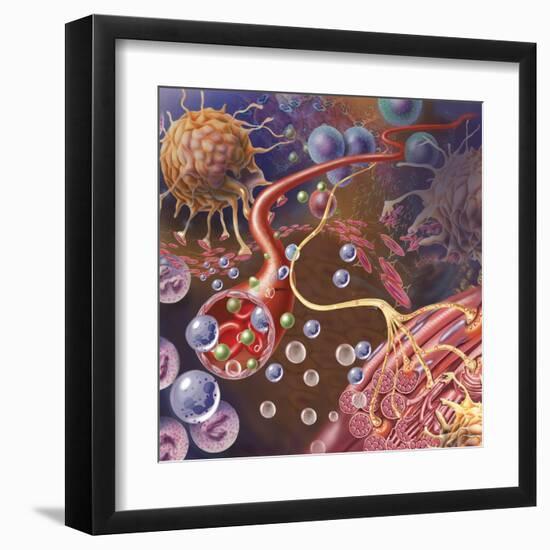 Nerve Ending, Seen in Lower Right, Sends Pain Message from Injured Muscle-null-Framed Art Print