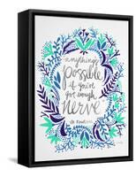 Nerve - Silver and Navy-Cat Coquillette-Framed Stretched Canvas