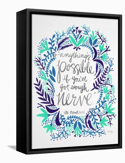 Nerve - Silver and Navy-Cat Coquillette-Framed Stretched Canvas