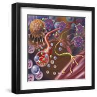 Nerve with Myelin Sheath, Seen in Lower Right, Connects with Muscle-null-Framed Art Print