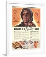 Nestle's, Propaganda Chocolate Sweets WWII Chocolate Is a Fighting Food, USA, 1940-null-Framed Giclee Print