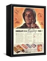 Nestle's, Propaganda Chocolate Sweets WWII Chocolate Is a Fighting Food, USA, 1940-null-Framed Stretched Canvas