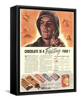 Nestle's, Propaganda Chocolate Sweets WWII Chocolate Is a Fighting Food, USA, 1940-null-Framed Stretched Canvas