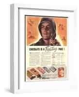 Nestle's, Propaganda Chocolate Sweets WWII Chocolate Is a Fighting Food, USA, 1940-null-Framed Giclee Print