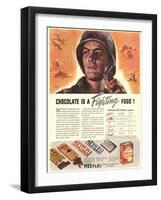 Nestle's, Propaganda Chocolate Sweets WWII Chocolate Is a Fighting Food, USA, 1940-null-Framed Giclee Print