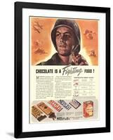 Nestle's, Propaganda Chocolate Sweets WWII Chocolate Is a Fighting Food, USA, 1940-null-Framed Giclee Print