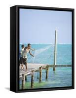 Net Fishing, Caye Caulker, Belize-Russell Young-Framed Stretched Canvas