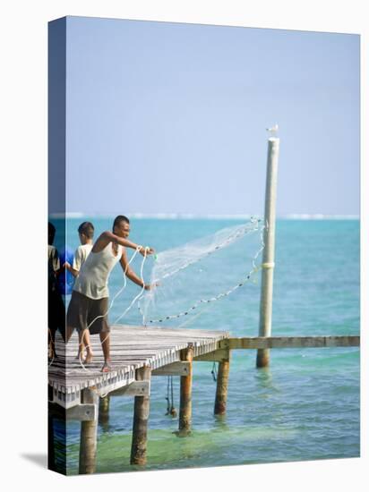 Net Fishing, Caye Caulker, Belize-Russell Young-Stretched Canvas