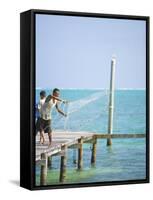 Net Fishing, Caye Caulker, Belize-Russell Young-Framed Stretched Canvas