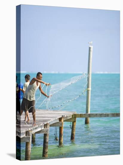 Net Fishing, Caye Caulker, Belize-Russell Young-Stretched Canvas