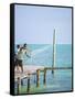 Net Fishing, Caye Caulker, Belize-Russell Young-Framed Stretched Canvas