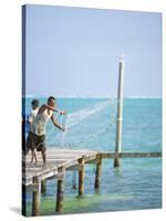 Net Fishing, Caye Caulker, Belize-Russell Young-Stretched Canvas