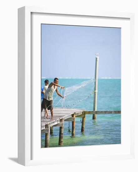 Net Fishing, Caye Caulker, Belize-Russell Young-Framed Photographic Print