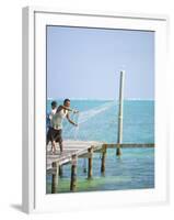 Net Fishing, Caye Caulker, Belize-Russell Young-Framed Photographic Print