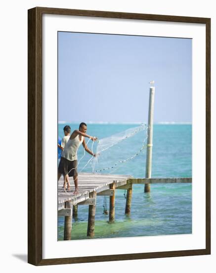 Net Fishing, Caye Caulker, Belize-Russell Young-Framed Photographic Print