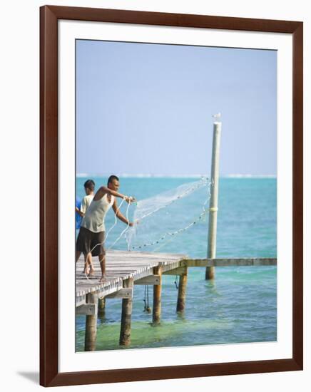 Net Fishing, Caye Caulker, Belize-Russell Young-Framed Photographic Print