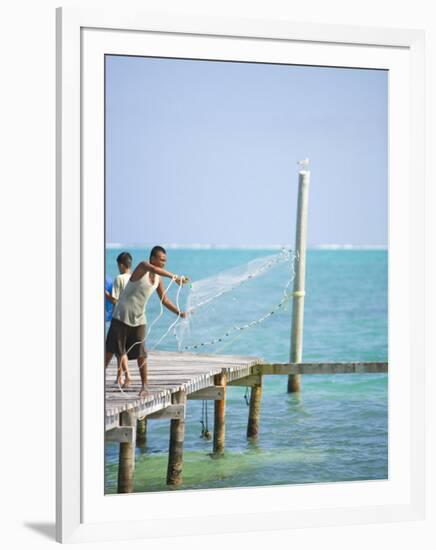 Net Fishing, Caye Caulker, Belize-Russell Young-Framed Photographic Print