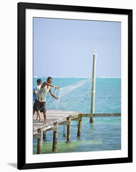 Net Fishing, Caye Caulker, Belize-Russell Young-Framed Photographic Print