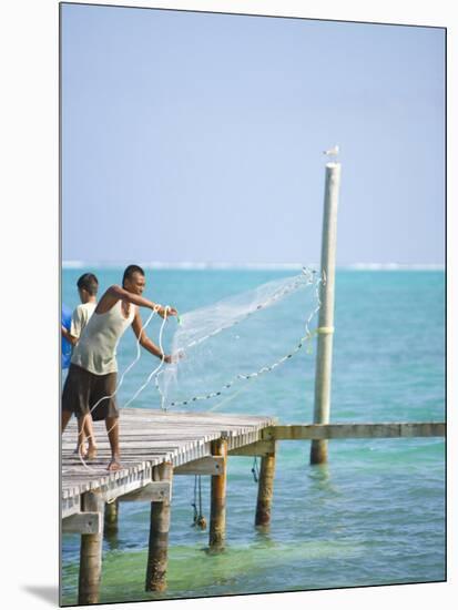 Net Fishing, Caye Caulker, Belize-Russell Young-Mounted Photographic Print