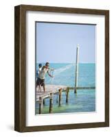 Net Fishing, Caye Caulker, Belize-Russell Young-Framed Photographic Print