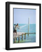 Net Fishing, Caye Caulker, Belize-Russell Young-Framed Photographic Print