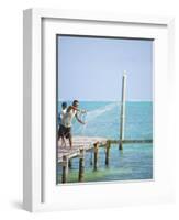 Net Fishing, Caye Caulker, Belize-Russell Young-Framed Photographic Print
