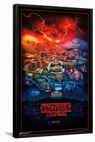 Netflix Stranger Things: Season 4 - Hawkins, Indiana-Trends International-Framed Poster