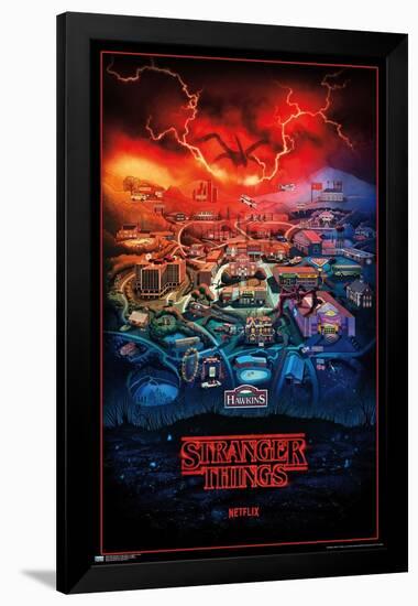 Netflix Stranger Things: Season 4 - Hawkins, Indiana-Trends International-Framed Poster