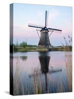 Netherland, Kinderdijk. Windmills along the canal.-Julie Eggers-Stretched Canvas