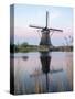 Netherland, Kinderdijk. Windmills along the canal.-Julie Eggers-Stretched Canvas