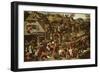 Netherlandish Proverbs Illustrated in a Village Landscape-Pieter Brueghel the Younger-Framed Giclee Print