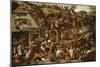 Netherlandish Proverbs Illustrated in a Village Landscape-Pieter Brueghel the Younger-Mounted Giclee Print