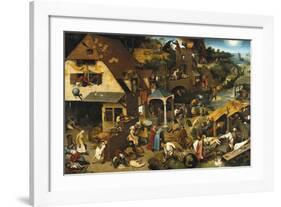 Netherlandish Proverbs-Pieter Bruegel the Elder-Framed Premium Giclee Print