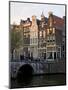Netherlands, Amsterdam. Traditional houses along the canals and bridge crossing.-Julie Eggers-Mounted Photographic Print