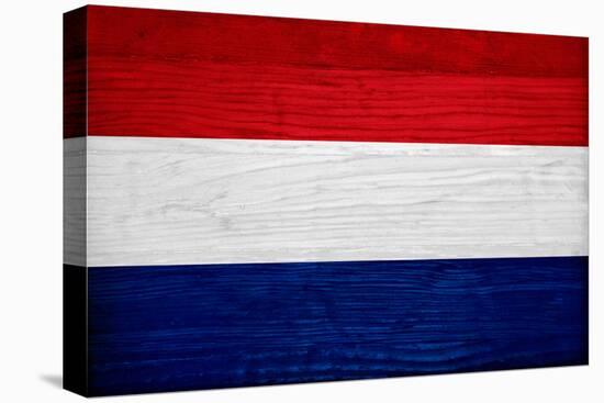 Netherlands Flag Design with Wood Patterning - Flags of the World Series-Philippe Hugonnard-Stretched Canvas