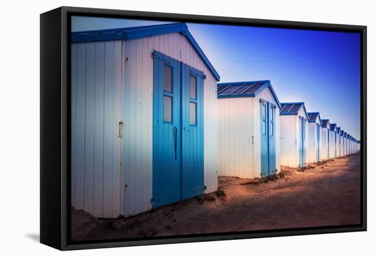 Netherlands, Holland, on the West Frisian Island of Texel, North Holland, Huts on the Beach-Beate Margraf-Framed Stretched Canvas