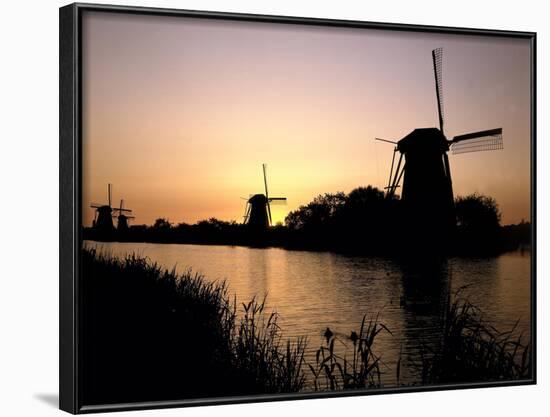 Netherlands, Kinderdijk, Canal, Windmills, Evening Mood-Thonig-Framed Photographic Print