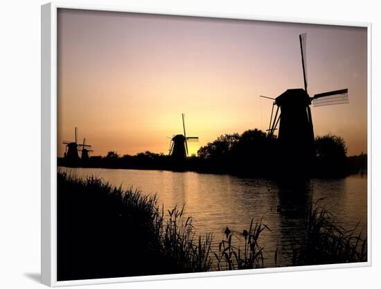 Netherlands, Kinderdijk, Canal, Windmills, Evening Mood-Thonig-Framed Photographic Print