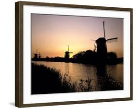 Netherlands, Kinderdijk, Canal, Windmills, Evening Mood-Thonig-Framed Photographic Print