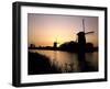 Netherlands, Kinderdijk, Canal, Windmills, Evening Mood-Thonig-Framed Photographic Print