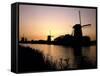 Netherlands, Kinderdijk, Canal, Windmills, Evening Mood-Thonig-Framed Stretched Canvas