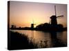 Netherlands, Kinderdijk, Canal, Windmills, Evening Mood-Thonig-Stretched Canvas