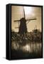 Netherlands, Kinderdijk. Traditional Dutch windmills-Walter Bibikow-Framed Stretched Canvas