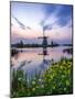 Netherlands, Kinderdijk, Windmills at Sunrise along the canals.-Terry Eggers-Mounted Photographic Print