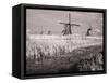 Netherlands, Kinderdijk. Windmills at sunset in Kinderdijk-Terry Eggers-Framed Stretched Canvas