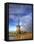 Netherlands, Nord Holland, Windmill along canal-Terry Eggers-Framed Stretched Canvas